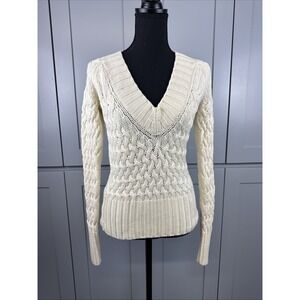 Vtg Banana Republic Fisherman Sweater Cable Knit 100% Merino Wool‎ Old Money